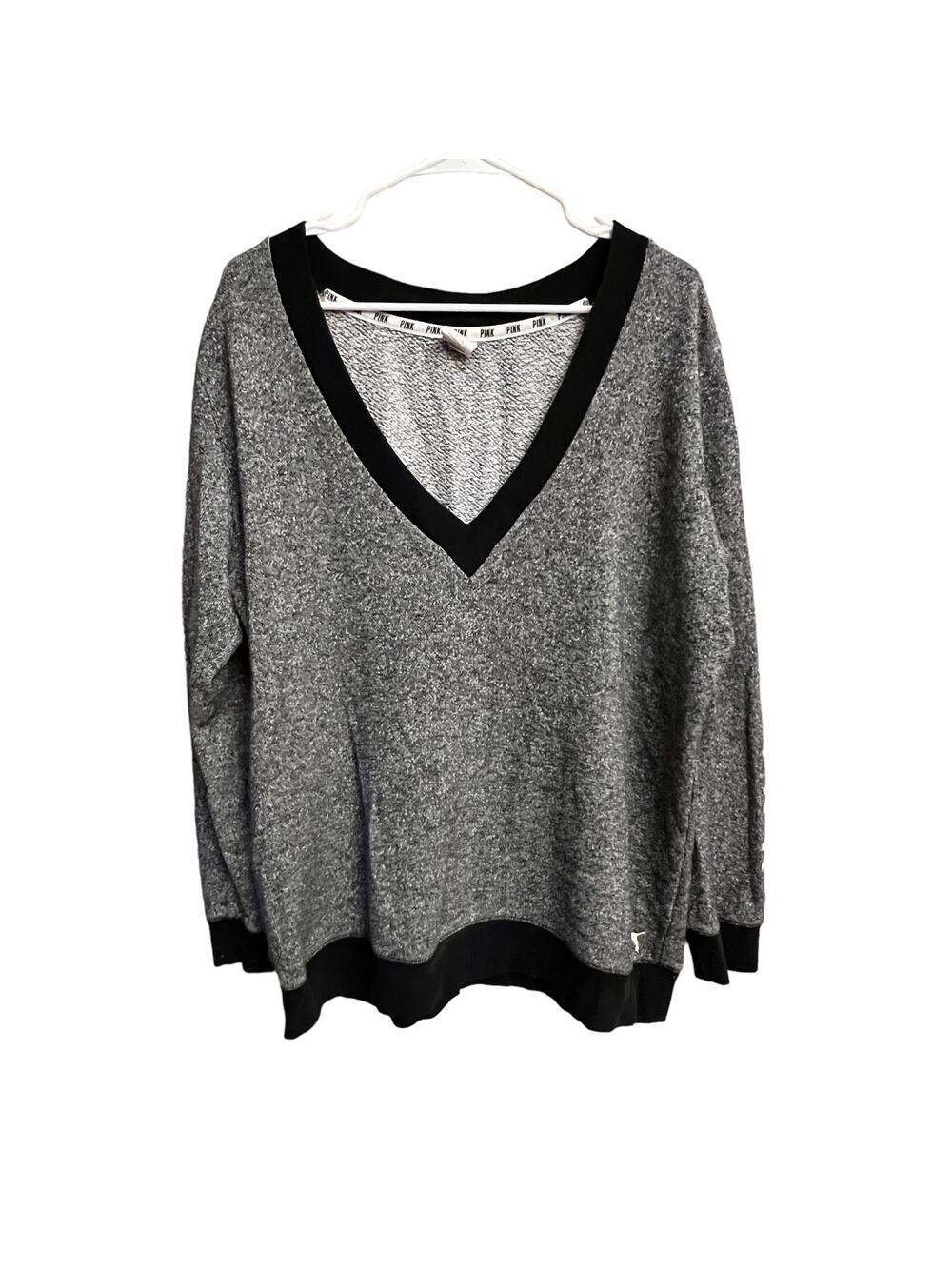 VS PINK Gray Black Oversized Love Pink Sweater Size Large